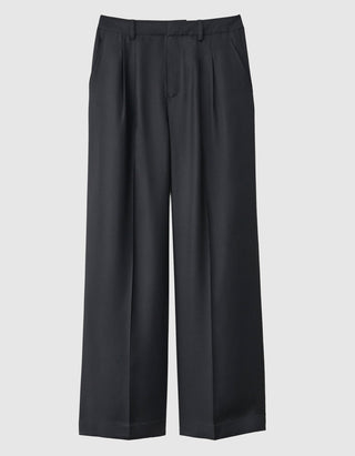 Wide-Leg Seiden-Bundfaltenhose