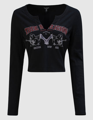 Bedrucktes Cropped-Longsleeve Buddha