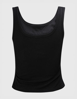 Geripptes Tanktop mit Strass-Verzierung