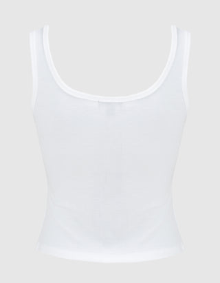 Geripptes Tanktop mit Strass-Verzierung