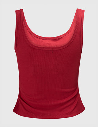 Geripptes Tanktop mit Strass-Verzierung