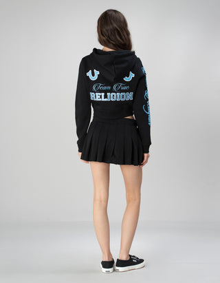 Cropped Zipper Hoodie mit Stickereien