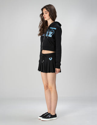 Cropped Zipper Hoodie mit Stickereien
