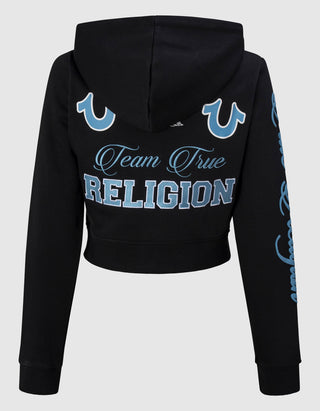 Cropped Zipper Hoodie mit Stickereien