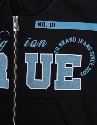 Cropped Zipper Hoodie mit Stickereien