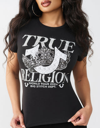 Bedrucktes T-Shirt Crystal Classic mit Strass-Verzierung