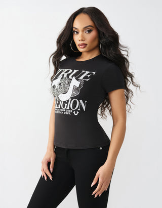 Bedrucktes T-Shirt Crystal Classic mit Strass-Verzierung