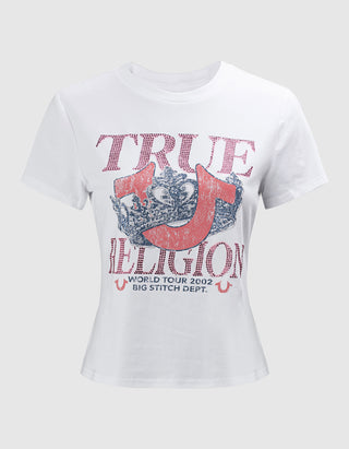 Bedrucktes T-Shirt Crystal Classic mit Strass-Verzierung