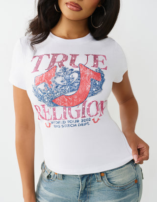 Bedrucktes T-Shirt Crystal Classic mit Strass-Verzierung