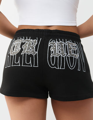 Joggingshorts Embroidered Lounge mit Strassverzierung