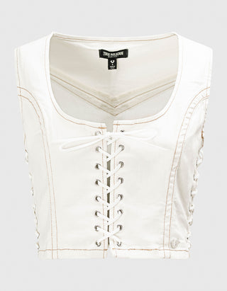 Denim Crop Top mit Schnürung