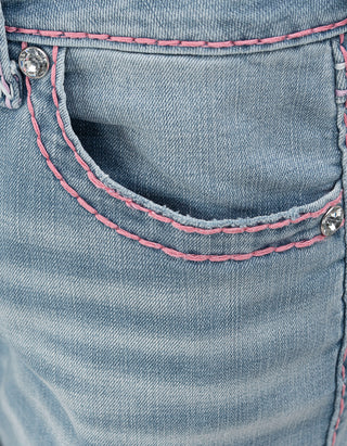 Mid-Rise Bootcut-Jeans Becca mit Schmucksteinen