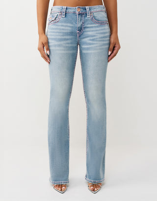 Mid-Rise Bootcut-Jeans Becca mit Schmucksteinen