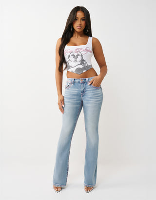Mid-Rise Bootcut-Jeans Becca mit Schmucksteinen