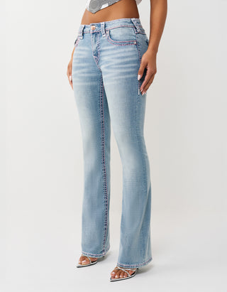 Mid-Rise Bootcut-Jeans Becca mit Schmucksteinen