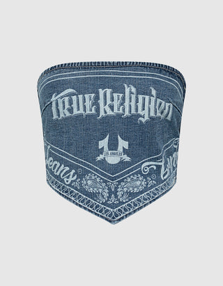Bedrucktes Denim Scarf-Top