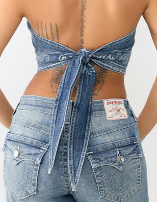 Bedrucktes Denim Scarf-Top