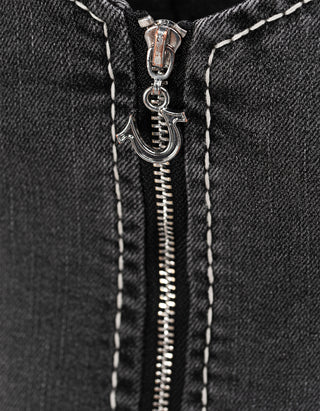 Jeans-Weste Zip Front mit Ziernähten