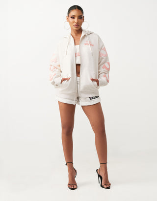 Bedruckter Oversize Zipper Hoodie