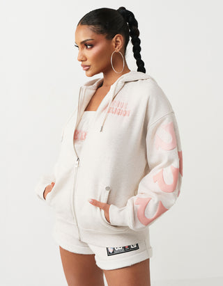 Bedruckter Oversize Zipper Hoodie