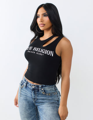 Top mit Strasssteinen und Cut-Out