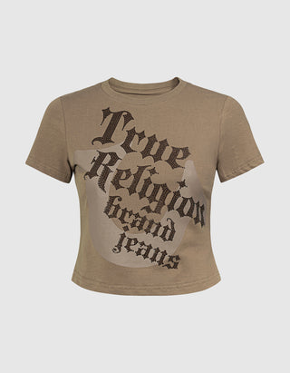 Cropped-T-Shirt Classic Baby mit Strass-Verzierung