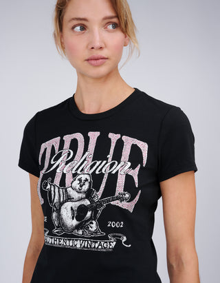 Bedrucktes T-Shirt Classic mit Strass-Verzierung