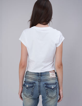 Crop T-Shirt mit Strasssteinen