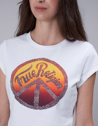 Crop T-Shirt mit Strasssteinen
