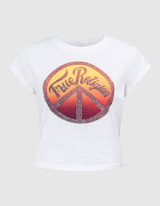 Crop T-Shirt mit Strasssteinen