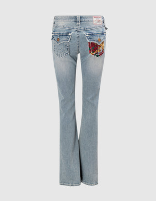 Mid Rise Bootcut Jeans Becca mit dekorativer Stickerei