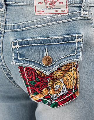 Mid Rise Bootcut Jeans Becca mit dekorativer Stickerei