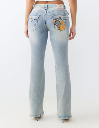 Mid Rise Bootcut Jeans Becca mit dekorativer Stickerei