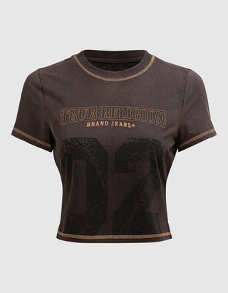 Bedrucktes Cropped-T-Shirt Baby Tee im Washed-Out-Look