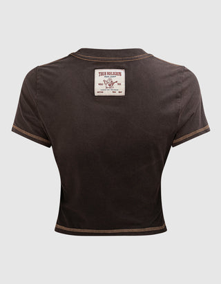 Bedrucktes Cropped-T-Shirt Baby Tee im Washed-Out-Look