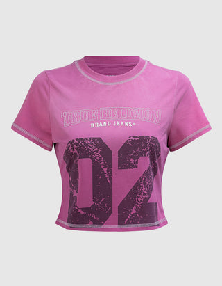 Bedrucktes Cropped-T-Shirt Baby Tee im Washed-Out-Look