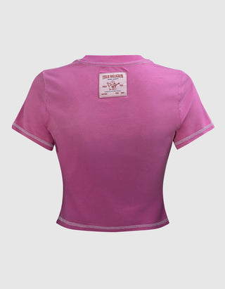 Bedrucktes Cropped-T-Shirt Baby Tee im Washed-Out-Look