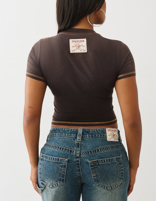 Bedrucktes Cropped-T-Shirt Baby Tee im Washed-Out-Look