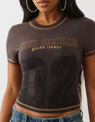 Bedrucktes Cropped-T-Shirt Baby Tee im Washed-Out-Look