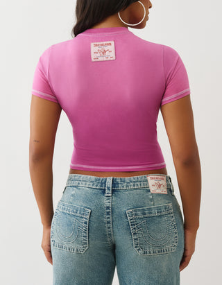 Bedrucktes Cropped-T-Shirt Baby Tee im Washed-Out-Look