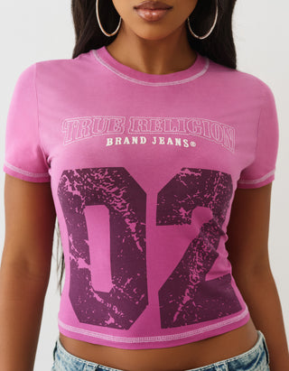 Bedrucktes Cropped-T-Shirt Baby Tee im Washed-Out-Look