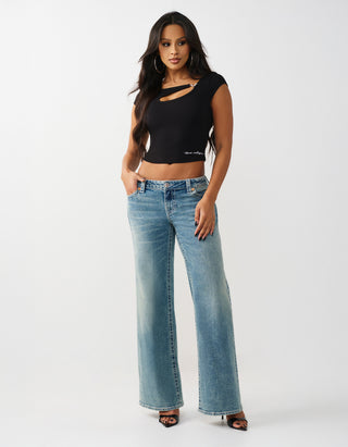 Cropped Top Crystal Cut Out