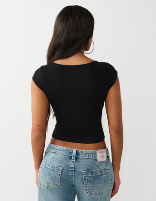 Cropped Top Crystal Cut Out