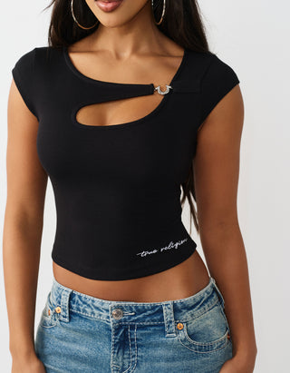 Cropped Top Crystal Cut Out