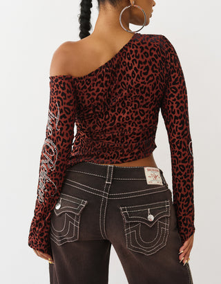 Asymmetrisches One-Shoulder Top mit Strassverzierung