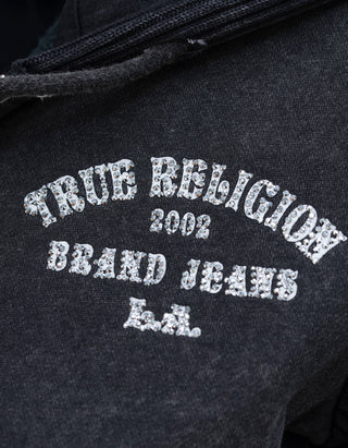 Cropped Zipper Hoodie mit Strasssteinen