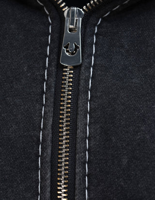 Cropped Zipper Hoodie mit Strasssteinen