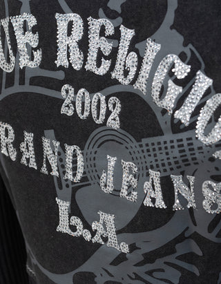 Cropped Zipper Hoodie mit Strasssteinen