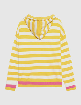 Gestreifter Strick-Hoodie mit Strasssteinen