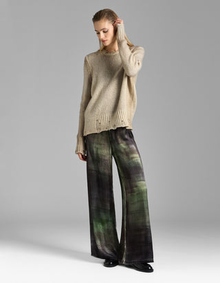 Destroyed-Look Kaschmir-Seiden-Mix Pullover